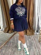 Casual Print Sweatshirt And Skirt Set