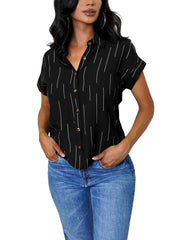 Striped Line Print Button Down Casual Shirt