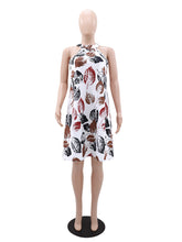 Casual Print Sleeveless Halter Midi Dress