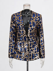 Fashion V-neck Leopard Gradient Sequins Blazer