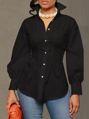 Fashion Solid Color Slim Shirt Top