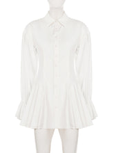 Elegant Single-breasted Pleated Shirt Dress