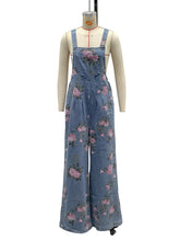 Print Pocket Casual Denim Overalls