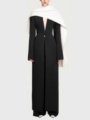 Fashion Patchwork Shawl Trench Coat