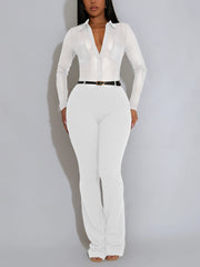 Sexy See Through Mesh Patchwork Long Sleeve Jumpsuit