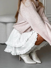 Fashion Layered Embroidery Mini Skirt