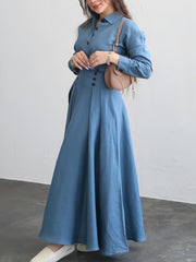 Fashion Lapel Button Shirt And Long Skirt Suit