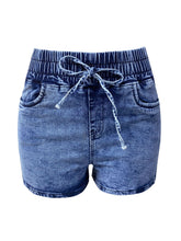 Casual Elastic Waist Lace-Up Denim Shorts