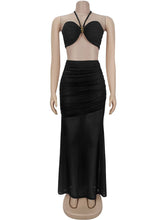 Sexy Crop Tube Top Maxi Skirt Two Piece Set