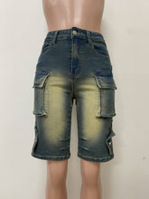 Casual High Waist Cargo Jean Shorts