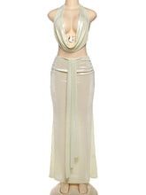 Sexy Halter Backless Top Long Skirt Club Sets