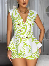 Casual Print V Neck Sleeveless Shorts Two Pieces Set