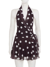 Sexy Polka Dot Halter Backless Bandage Mini Dress