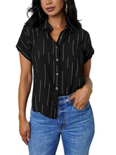 Striped Line Print Button Down Casual Shirt