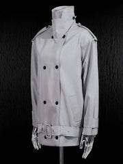 Fashion Double-Breasted Belted Trench Coat