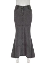 Fashion Patchwork Denim Fishtail Skirt