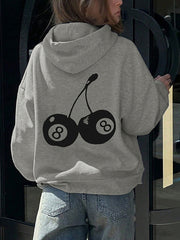 Casual Print Hooded Pocket Loose Hoodie