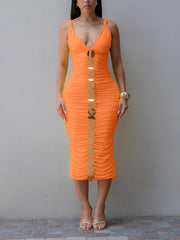 Sexy Sleeveless Ruched Bodycon Dress