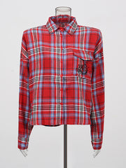 Casual Long Sleeve Loose Plaid Button-Up Shirt