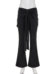 High Waist Bandage Detail Flare Pants