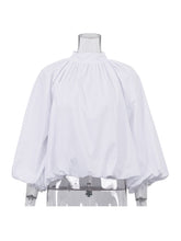 Fashion Backless Bowknot Long Sleeve Loose Shirt