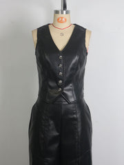 Fashion Faux Leather Cinched Waist Vest