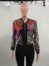 Casual Cropped Sequin Gradient Color Jacket