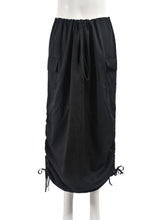 Drawstring Side High Waist Casual Cargo Skirt