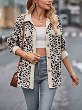 Fashion Leopard Print Button Down Shacket Jacket