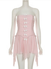 Sexy Mesh Patchwork Bandage Slim Strapless Dress