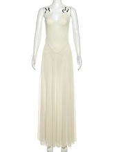 Sexy V Neck Mesh Suspender Maxi Dress