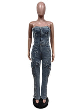 Sexy Strapless High Waist Denim Jumpsuit