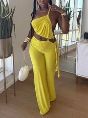 Sexy Ruched Backless Wide Leg Jumpsuit