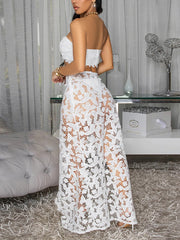 Sexy Lace Cropped Chest Top Cover-Up Skirt Sets