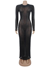 Sexy Rhinestone Mesh Sheer Bodycon Dress