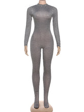 Sexy Houndstooth Print Tighs Jumpsuit