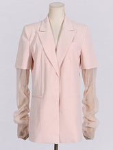 Fashion Patchwork Mesh Sleeve Loose Blazer