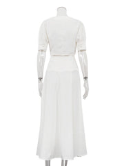 Elegant O Neck Cropped Top and Maxi Skirt Sets