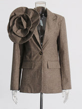 Boutique Oversized Solid Patchwork Floral Blazer