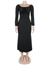 Drawstring Lace-up Cinched Waist Maxi Dress