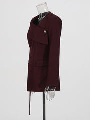 Fashion Asymmetrical Cross Lace-up Slim Blazer