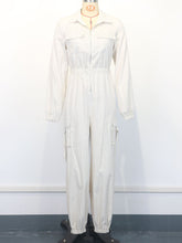 Casual Zipper Long Sleeve Cargo Jumpsuits