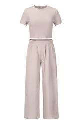 Short Sleeve Loose Long Pants Set