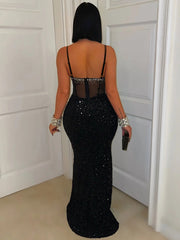 Gleaming Allure Rhinestone Maxi Dress