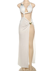 Sexy Halter Backless High Slit Maxi Dress