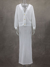 Fashion V-neck Knit Cardigan and Skirt Set