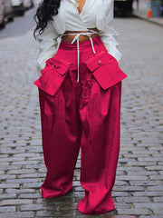 Fashion Detachable Pocket Cargo Wide Leg Pants