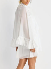 Elegant See-through Smock Top Slip Dress Two Piece Set