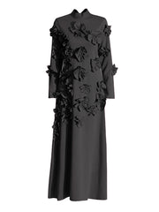 Elegant Flower Applique Slim Maxi Dress