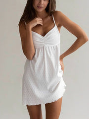 Sexy Jacquard Pleated Spaghetti Strap Dress